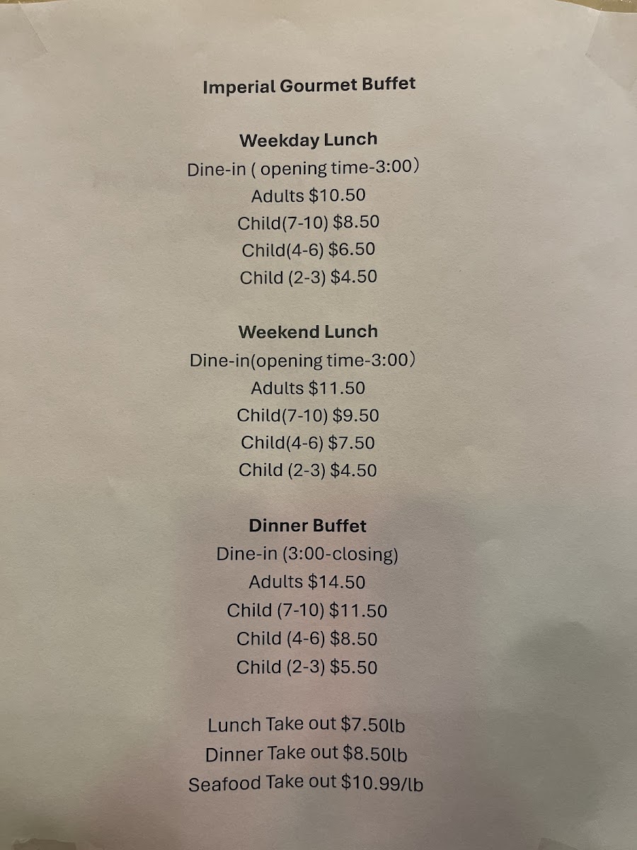 Imperial Gourmet Menu - Image 1